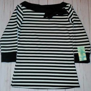 Steady Clothing Black/White Striped Boatneck Medium